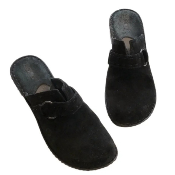 Born Suede Mules Clogs Slip On Shoes in Black size 7 - Picture 1 of 7